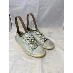 FRYE Mindy ICE Leather Sneakers Shoes Size 6 M Rawhide Laces 3471126-ICE